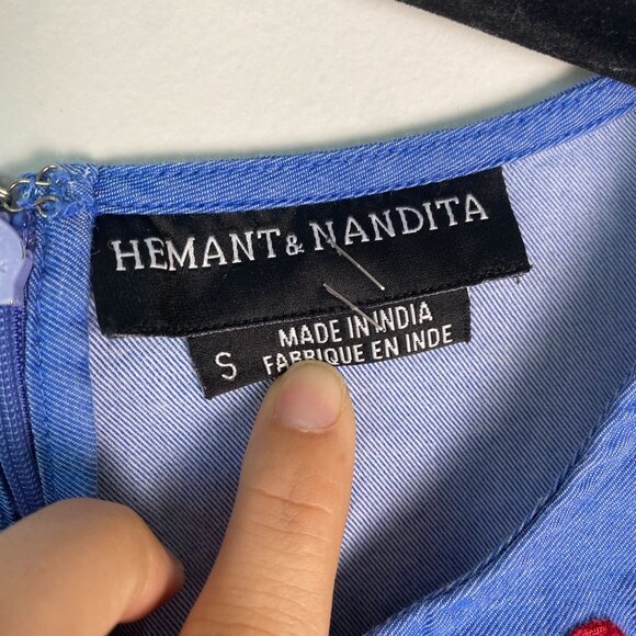 Hemant & Nandita Lianna Embroidered 100% Cotton Blouse Size Small - Picture 6 of 10